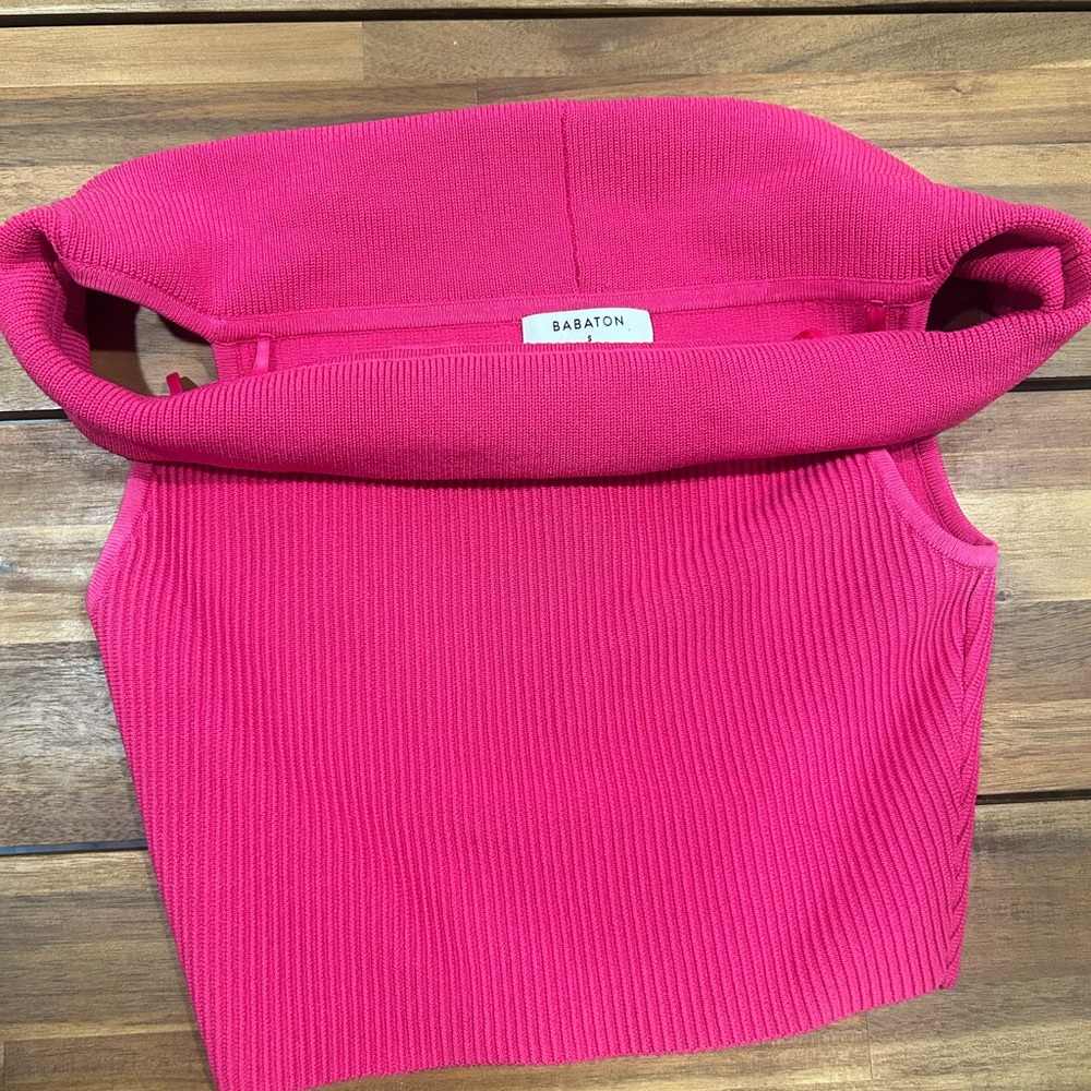 Babaton Fuchsia Ribbed Knit Top